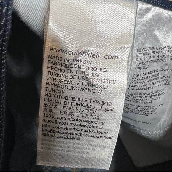 Calvin Klein Jeans HR Raw Denim MINI Skirt with Vinyl Sleeve Logo Sz 27 - Picture 6 of 7